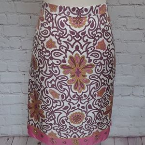 Milly Floral Side Slit Silk Skirt